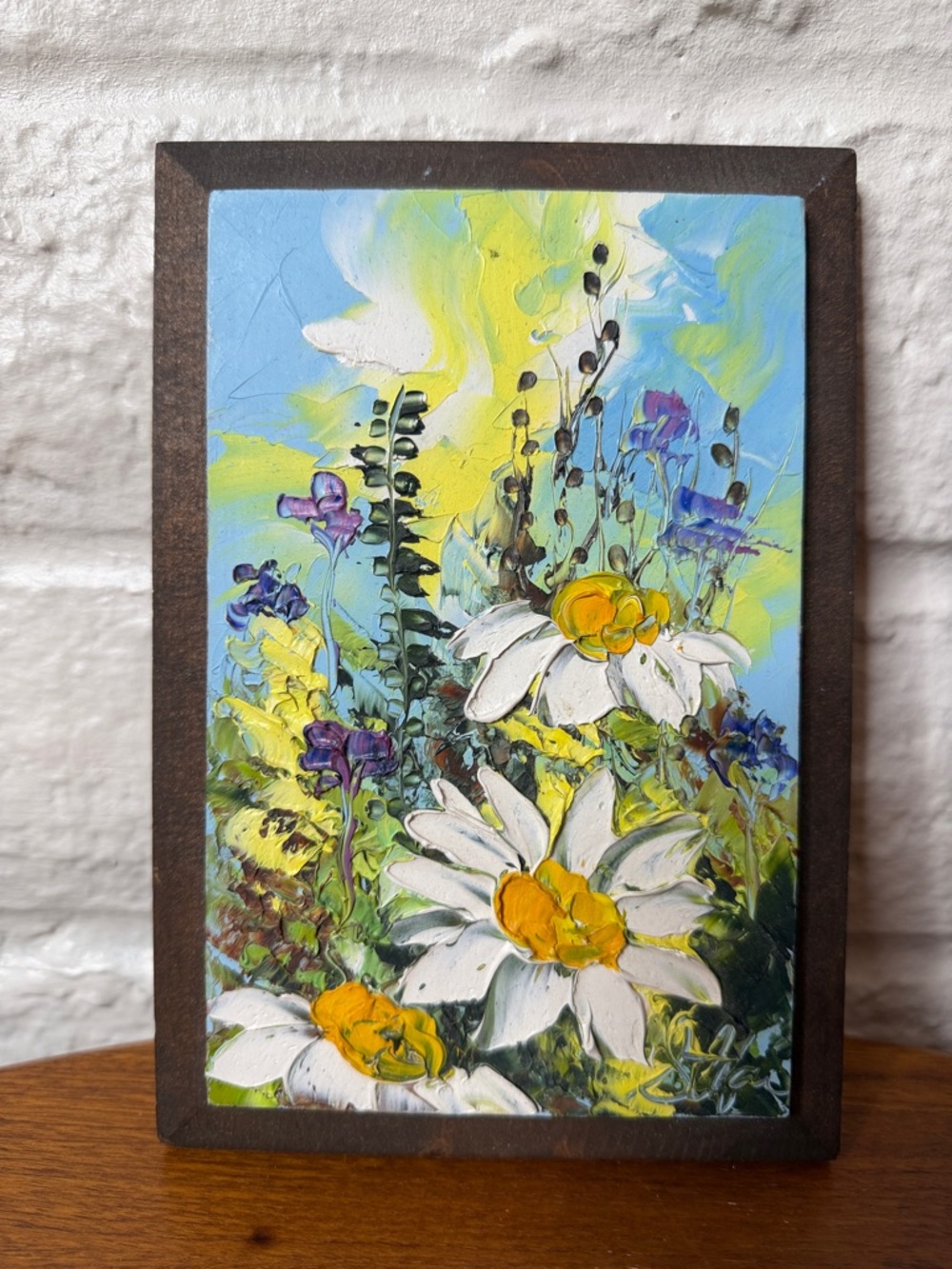 Small Vintage Original Painting Wild Flowers Floral